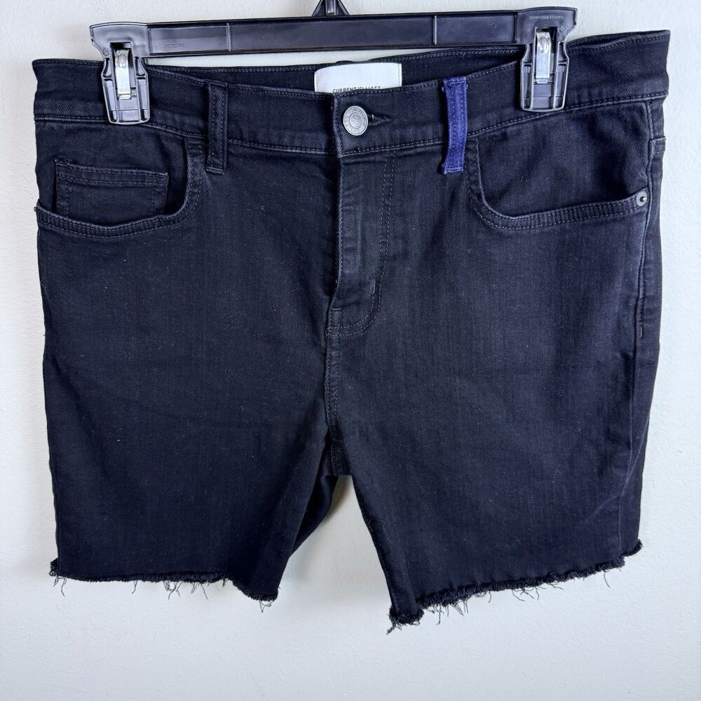 Current Elliott Shorts Women’s 30 Black Denim Cut Off Jean 6” Inseam Raw Hem